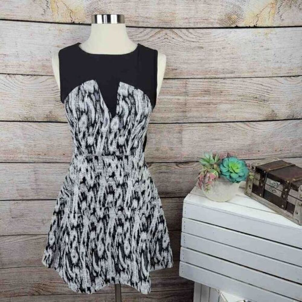 5/$25 Dress Forum Fit and Flare Sleeveless Black White Dress Small